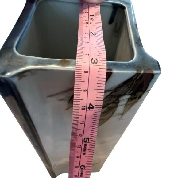 Zen Vase TOYO Japanese Handpainted Bamboo Pattern Ceramic MCM Retro Chic Square - Picture 7 of 11